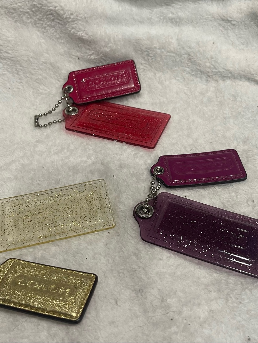 Choice of Coach Poppy Hang Tag Sets of Glitter Acrylic Bag Tags